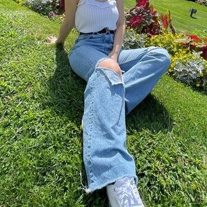 Pull&Bear Light Blue Distressed Women Jeans